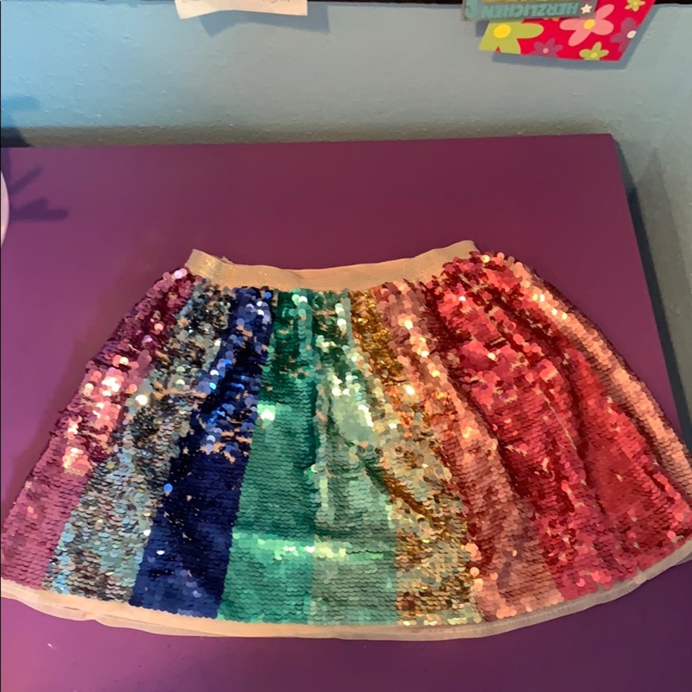 H&M Rainbow Sequined Girls Skirt Size 8-9Y